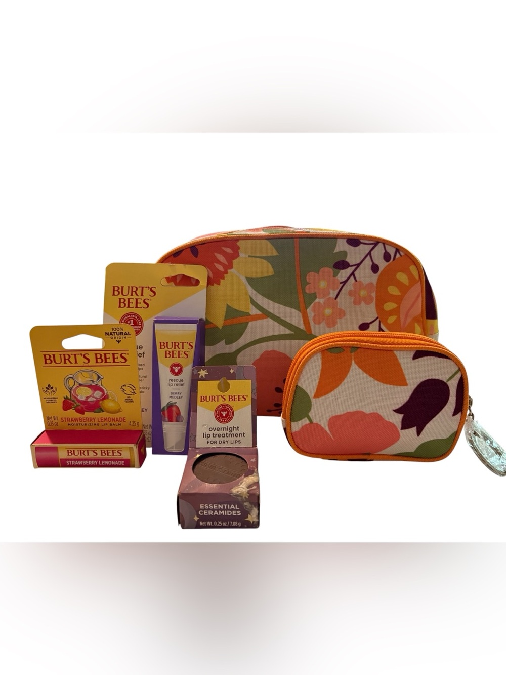 Burt's Bees Nad Clinique Beaty Bundle Lip Care Trio in Yellow, Purple, Pink